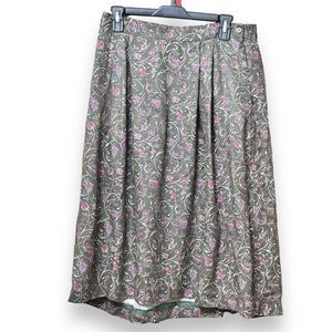 Suburban Petites Vintage 80’s Floral Paisley Green Pink Skirt Sz 14 Made In USA